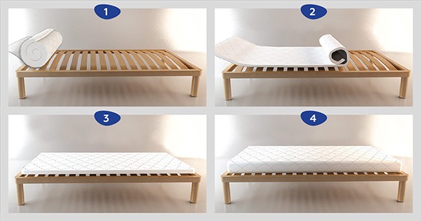 Распаковка мини-матраса в вакуумной упаковке в матрасе Sleep&fly Mini